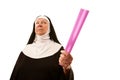 Angry Nun with Ruler Royalty Free Stock Photo