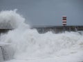 Angry ocean hitting the lighthouse Royalty Free Stock Photo