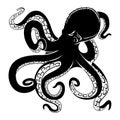 Angry octopus black sign.