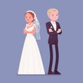 Angry offended bride and groom on wedding ceremony