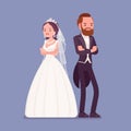 Angry offended bride and groom on wedding ceremony