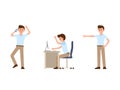 Angry office man cartoon character. Vector illustration of shouting manager.