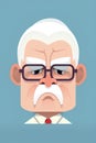 Angry old man with glasses. Vector illustration in cartoon style. Royalty Free Stock Photo