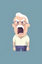 Angry old man in glasses. Vector illustration in cartoon style. Royalty Free Stock Photo