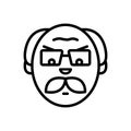 Black line icon for Angry Old Man, people and annoyed