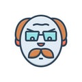Color illustration icon for Angry Old Man, gaffer and age Royalty Free Stock Photo
