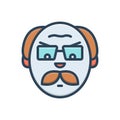 Color illustration icon for Angry Old Man, gaffer and age