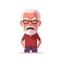 angry old man vector flat minimalistic isolated illustration Royalty Free Stock Photo