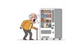 Angry old man yelling at a vending machine Royalty Free Stock Photo