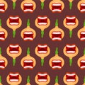 Angry onion screams pattern seamless. Spicy onion background