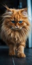 angry orange cat looking at camera generative AI