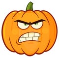 Angry Orange Pumpkin Vegetables Cartoon Emoji Face Character With Grumpy Expression.