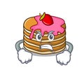 Angry pancake with strawberry mascot cartoon