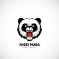 Angry Panda Abstract Vector Team Mascot, Label or Logo Template. Bear Face Icon without Background.