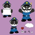 Angry panda bear cartoon with police man custome set collection