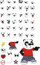 Angry panda bear kid cartoon expressions set