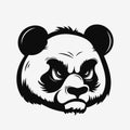 Angry panda head. Black and white logo. Vector illustration Royalty Free Stock Photo