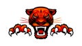 Angry panther head and paws with claws logo