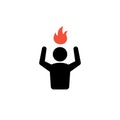 Angry person frustrated burnout stress vector icon. Annoyed furious angry emotion flat icon.