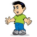 Angry person mascot illustration gesturing, nervous, mad talking