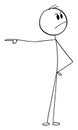 Angry Person Pointing at Something, Vector Cartoon Stick Figure Illustration