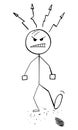 Angry Person Walking, Vector Cartoon Stick Figure Illustration