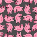 Angry pig pattern seamless. Disgruntled piggy background. wicked swine vector texture Royalty Free Stock Photo