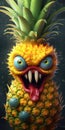 Angry Pineapple Fruit. Generative ai