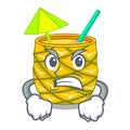 Angry Pineapple fruit juice on character drink Royalty Free Stock Photo