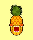 Angry Pineapple isolated. Exotic fruit vector illustration