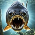 Angry Piranha fish underwater with open mouth. ai generative
