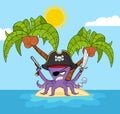 Angry Pirate Octopus Cartoon Mascot Character Royalty Free Stock Photo