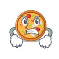 Angry pizza mascot cartoon style