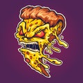 Angry pizza slice monster Vector illustrations