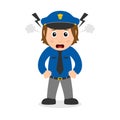 Angry Policewoman Cartoon Character