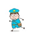 Angry Postman Running in Hurry Vector