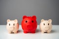 An angry pouty pig among the rest. Overheated financial market. Royalty Free Stock Photo