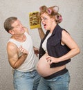 Angry Pregant WomanThrowing Candy Royalty Free Stock Photo