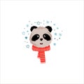 Angry Pretty Little Panda in Scarf Facial Emotion Vector Illustration