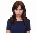 Angry pretty woman looking at camera. Isolated Royalty Free Stock Photo