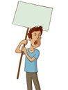 Angry protester with white sign Royalty Free Stock Photo