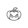 Angry pumpkin face emoji line icon