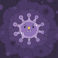 Angry purple coronavirus on a purple background