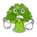 Angry rabe broccoli in vegetable mascot basket