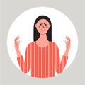 Angry rage young woman, irritability concept. Human negative emotion. Female feeling furious aggresive. Flat vector Royalty Free Stock Photo