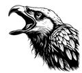Angry raven head sketch hand drawn Vector illustration Wild birds