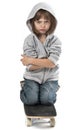 Angry rebellious girl on skateboard Royalty Free Stock Photo