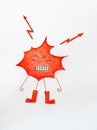 Angry red blob with lightning bolts and gritting teeth Royalty Free Stock Photo