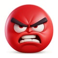 Angry Red Emoji Face With Frowning Expression And Furrowed Brows