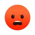 Angry red emoji, mad expression. Furious emoticon upset. Vector illustration. EPS 10. Royalty Free Stock Photo
